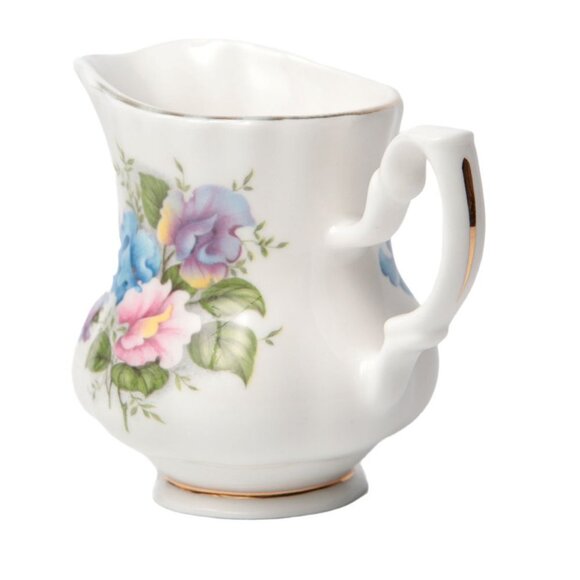 Vintage Sheer Elegance Fine Bone China Mini Creamer & Sugar Bowl Floral Pink - Picture 5 of 7